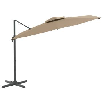 Double Top Cantilever Umbrella Taupe 300x300 cm - HipoMarket