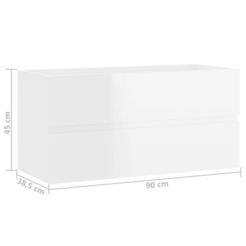 High Gloss White Sink Cabinet - Durable Storage Solution