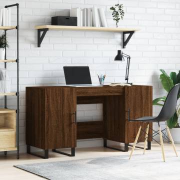 Elegant Brown Oak Desk - 140x50x75 cm | Hipomarket UK