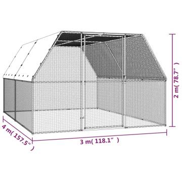 Outdoor Chicken Cage 3x4x2m - Galvanised Steel for Safe Housing