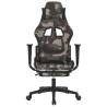 Swivel Gaming Chair with Footrest - Black & Camouflage Fabric