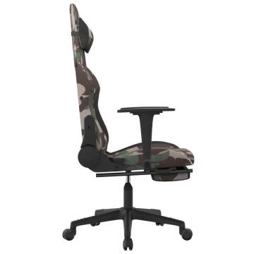 Swivel Gaming Chair with Footrest - Black & Camouflage Fabric