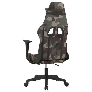 Swivel Gaming Chair with Footrest - Black & Camouflage Fabric