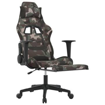 Swivel Gaming Chair with Footrest - Black & Camouflage Fabric