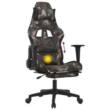 Swivel Gaming Chair with Footrest - Black & Camouflage Fabric