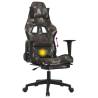 Swivel Gaming Chair with Footrest - Black & Camouflage Fabric