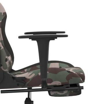 Swivel Gaming Chair with Footrest - Black & Camouflage Fabric