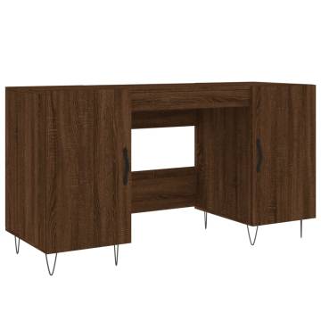 Elegant Brown Oak Desk - 140x50 cm - Functional & Stylish