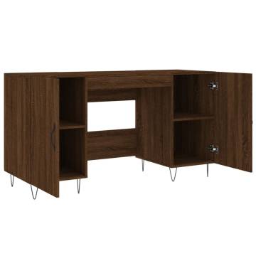 Elegant Brown Oak Desk - 140x50 cm - Functional & Stylish