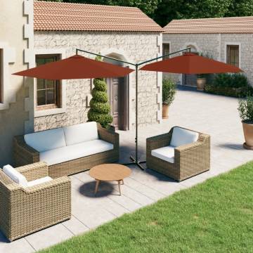 Double Parasol with Steel Pole - Terracotta 600 cm | HipoMarket