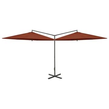 Double Parasol with Steel Pole - Terracotta 600 cm | HipoMarket