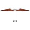 Double Parasol with Steel Pole - Terracotta 600 cm | HipoMarket