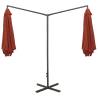 Double Parasol with Steel Pole - Terracotta 600 cm | HipoMarket