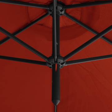 Double Parasol with Steel Pole - Terracotta 600 cm | HipoMarket