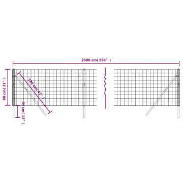 Wire Mesh Fence Anthracite 0.8x25 m - Durable Galvanised Steel