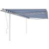 Manual Retractable Awning with Posts 4.5x3 m Blue and White Colour blue and white Size 4.5 x 3 m Quantity in Package 1 