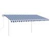 Manual Retractable Awning 4.5x3 m - Blue & White | HipoMarket