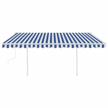 Manual Retractable Awning 4.5x3 m - Blue & White | HipoMarket