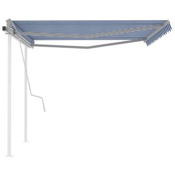 Manual Retractable Awning 4.5x3 m - Blue & White | HipoMarket