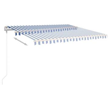 Manual Retractable Awning 4.5x3 m - Blue & White | HipoMarket