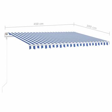 Manual Retractable Awning 4.5x3 m - Blue & White | HipoMarket