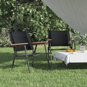 Durable Black Camping Chairs - 2 pcs | Hipomarket UK