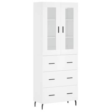 Stylish Highboard White - 69.5x34x180 cm Engineered Wood