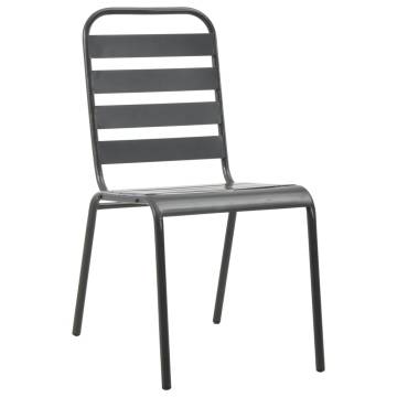 Stylish Outdoor Chairs Set of 4 - Dark Grey Steel Design