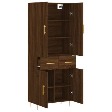 Stylish Highboard Brown Oak - 69.5x34x180 cm | HipoMarket