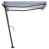 Manual Retractable Awning with LED - Blue & White 300x250 cm