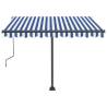 Manual Retractable Awning with LED - Blue & White 300x250 cm