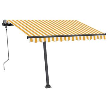 Manual Retractable Awning with LED - Yellow & White 300x250cm