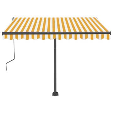 Manual Retractable Awning with LED - Yellow & White 300x250cm