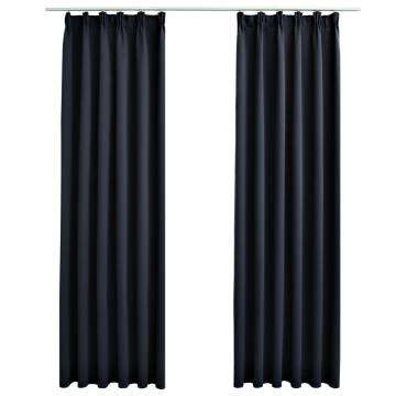 Blackout Curtains with Hooks - Anthracite 140x245 cm | Hipo Market