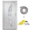 Front Door White 98x190 cm PVC - Secure & Elegant Design