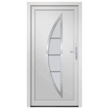 Front Door White 98x190 cm PVC - Secure & Elegant Design