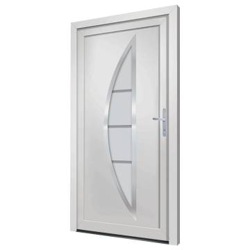 Front Door White 98x190 cm PVC - Secure & Elegant Design