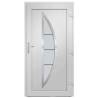 Front Door White 98x190 cm PVC - Secure & Elegant Design