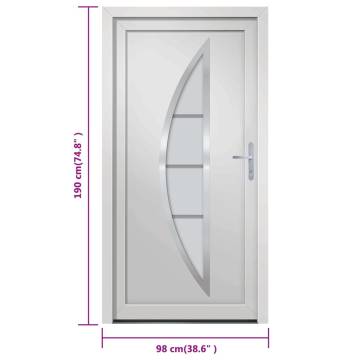 Front Door White 98x190 cm PVC - Secure & Elegant Design