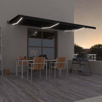 Manual Retractable Awning with LED - 600x350 cm Anthracite