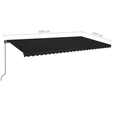 Manual Retractable Awning with LED - 600x350 cm Anthracite