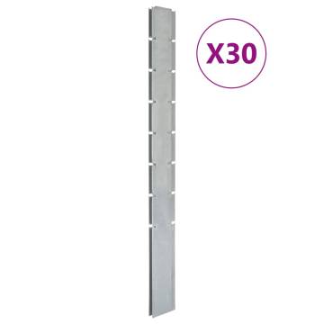 30 pcs Silver Garden Fence Posts - Galvanised Steel 200 cm | HipoMarke