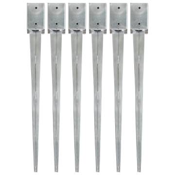 Durable Ground Spikes - 6 pcs Silver Galvanised Steel