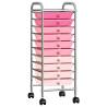 10-Drawer Mobile Storage Trolley in Ombre Pink - Stylish & Practical