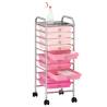 10-Drawer Mobile Storage Trolley in Ombre Pink - Stylish & Practical