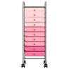 10-Drawer Mobile Storage Trolley in Ombre Pink - Stylish & Practical