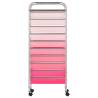 10-Drawer Mobile Storage Trolley in Ombre Pink - Stylish & Practical