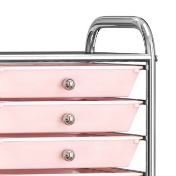 10-Drawer Mobile Storage Trolley in Ombre Pink - Stylish & Practical