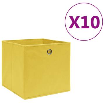 Stylish Yellow Storage Boxes - 10 pcs Non-woven Fabric