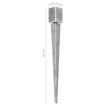 Durable Ground Spikes - 6 pcs Silver Galvanised Steel